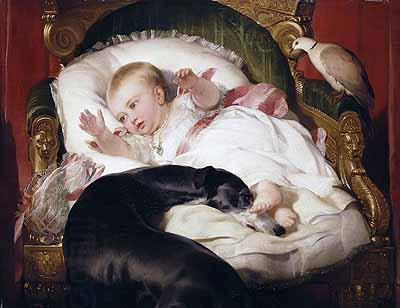 Landseer, Edwin Henry Victoria, Princess Royal, with Eos oil painting picture